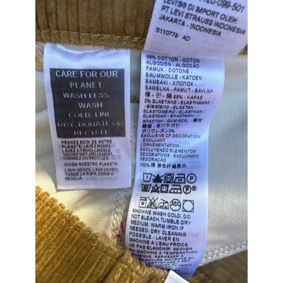 NWT Levis 314 Shaping Straight Corduroy Pants Mid Rise Beige Womens 30 x 30 - Picture 9 of 10